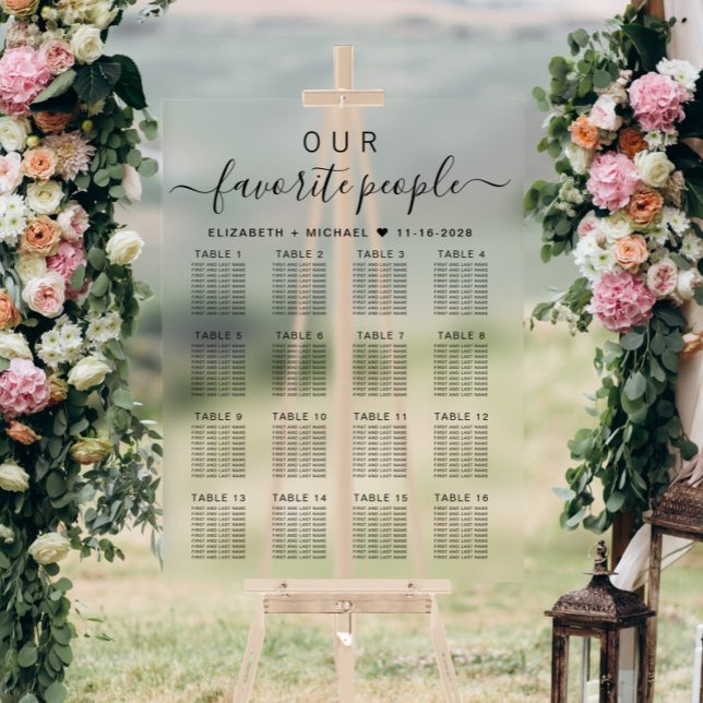 Panneau En Acrylique Plan de table de mariage 16 personnes (Créateur téléchargé)