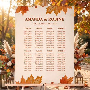 Panneau En Acrylique Plan de table de mariage élégant aux feuilles d'ér