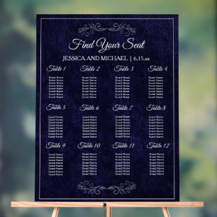 Panneau En Acrylique Plan de table de mariage élégant bleu marine