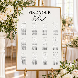 Panneau En Acrylique Plan de table de mariage élégant noir et blanc