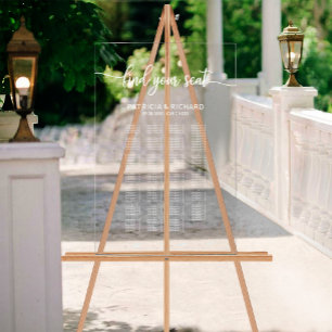 Panneau En Acrylique Plan de table de mariage élégant par ordre alphabé