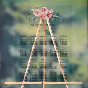 Panneau En Acrylique Plan de table de mariage floral romantique jardin