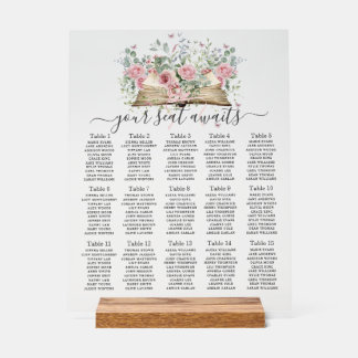Panneau En Acrylique Plan de table de mariage floral rose pâle Livre an