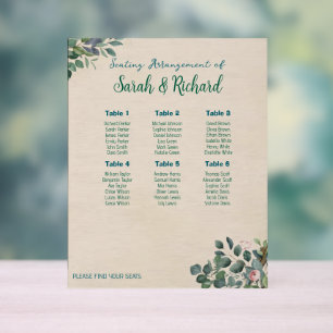 Panneau En Acrylique Plan de table de mariage floral sauge rose