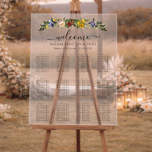 Panneau En Acrylique Plan de table de mariage floral vintage fantaisist
