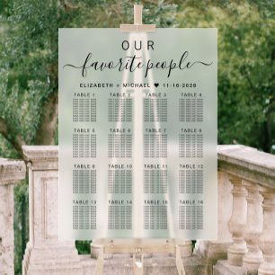 Panneau En Acrylique Plan de table de mariage gelé pour 16 personnes pr