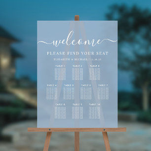 Panneau En Acrylique Plan de table de mariage moderne 10 tables bleu po