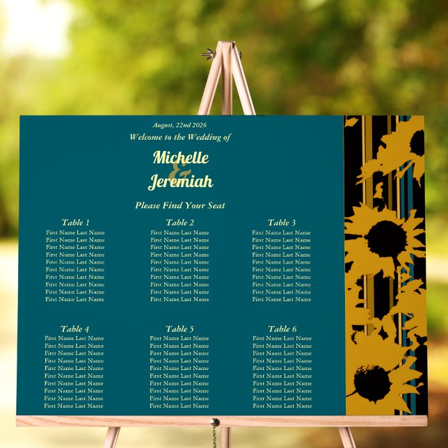 Panneau En Acrylique Plan de table de mariage moderne Tournesol Bleu sa (Créateur téléchargé)