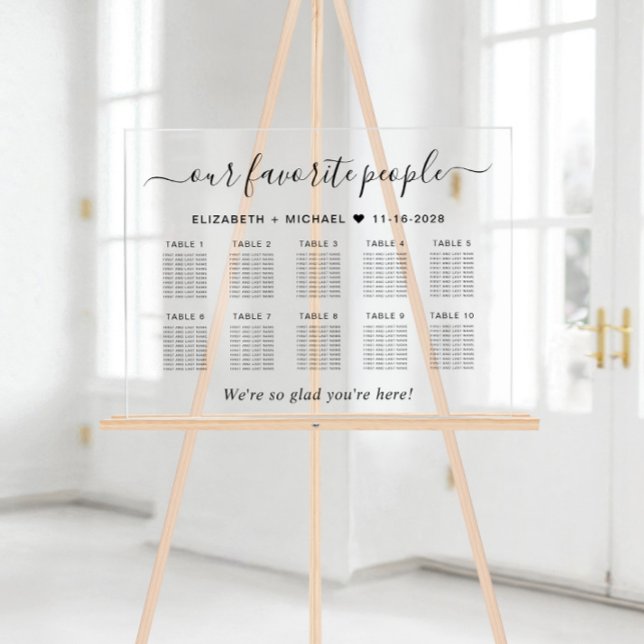 Panneau En Acrylique Plan de table de mariage pour 10 tables avec les p (Créateur téléchargé)