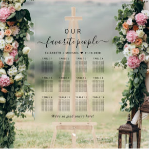 Panneau En Acrylique Plan de table de mariage pour 12 personnes préféré
