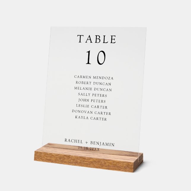 Panneau En Acrylique Plan de table de mariage simple minimaliste noir e (Angle)
