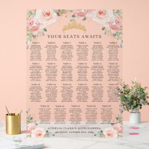 Panneau En Acrylique Plan de table de Quinceanera rose poudré aux motif