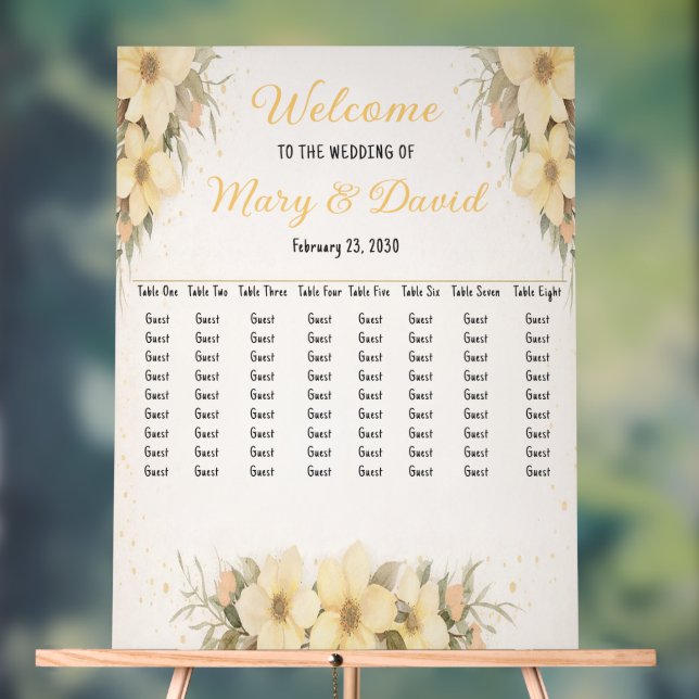 Panneau En Acrylique Plan de table Golden Bloom (Neutre)