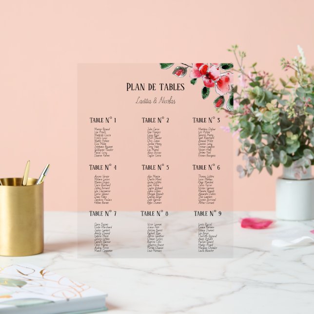 Panneau En Acrylique Plan de tables (Mariage)