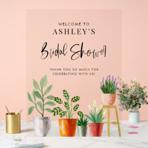 Panneau En Acrylique Plantes en pot Boho pour la fête de douche de la m