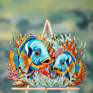 Panneau En Acrylique Poissons Tropicaux Couleurs Vives Ambiance Été