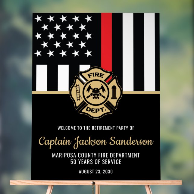 Panneau En Acrylique Pompier Service des incendies Parti de retraite (Neutre)