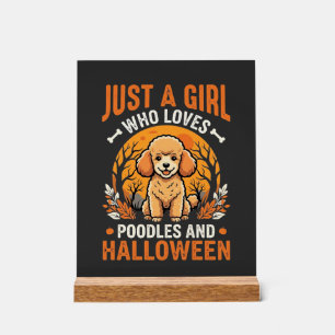 Panneau En Acrylique Poodles Halloween Fille Conception Amoureux de Chi