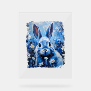 Panneau En Acrylique Pop Art Bunny coloré Lapin bleu lapin