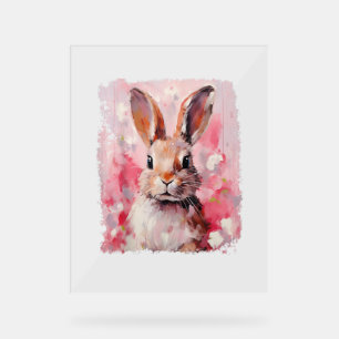 Panneau En Acrylique Pop Art Lapin Coloré Lapin Rose