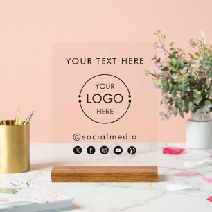 Panneau En Acrylique Pop Up Shop Clear Banner Logo Social Media Icons
