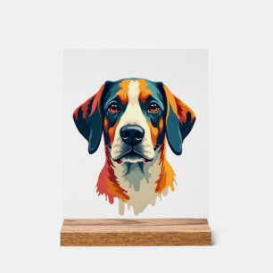Panneau En Acrylique Portrait de chien coloré vintage style pop art Il