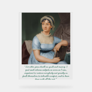Panneau En Acrylique Portrait de Jane Austen + citation (Bleu)