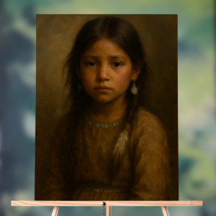 Panneau En Acrylique Portrait d'une jeune fille inspiré des autochtones
