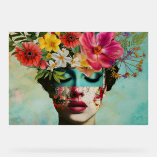 Panneau En Acrylique Portrait Floral Vintage