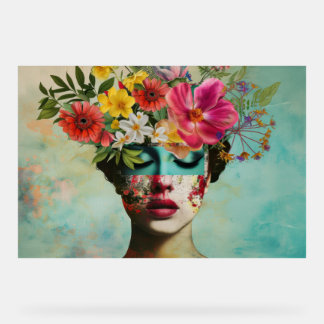 Panneau En Acrylique Portrait Floral Vintage