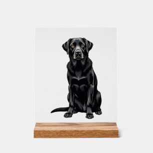Panneau En Acrylique Portrait Illustré de Chien Labrador Retriever Noir