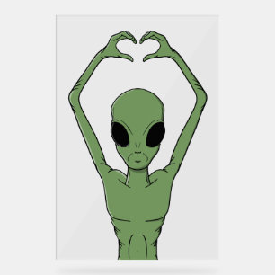 Panneau En Acrylique Pose de cœur extraterrestre