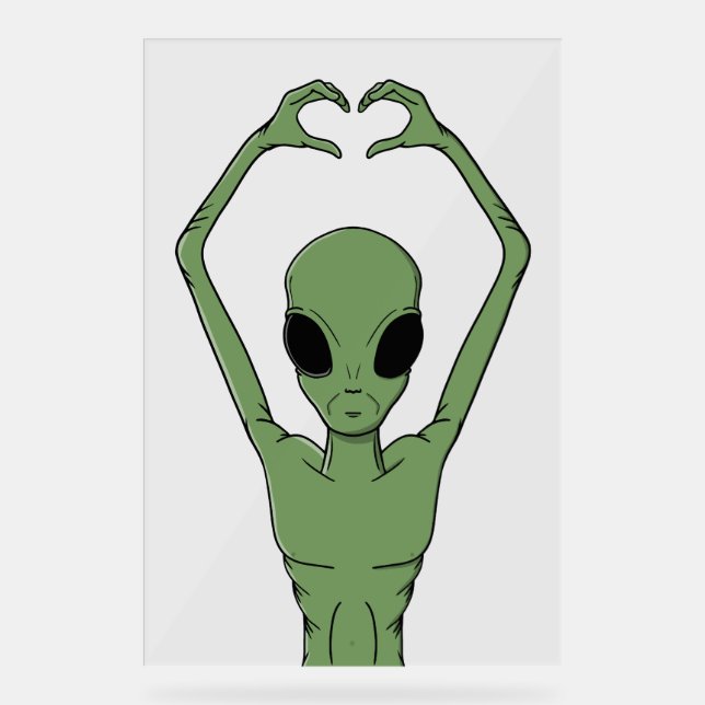 Panneau En Acrylique Pose de cœur extraterrestre (Recto)