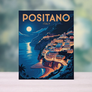 Panneau En Acrylique Positano Italie Nuit Voyage Vintage