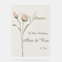 Poster de bienvenue du Mariage rose Floral