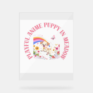Panneau En Acrylique Poster de l'Anime Jouer Puppy dans Meadow