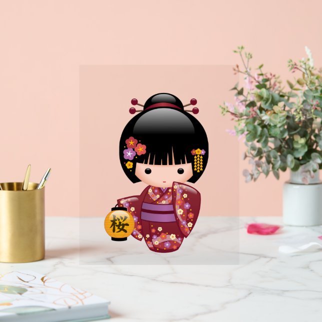 Panneau En Acrylique Poupée Sakura Kokeshi - Geisha Girl (Mariage)