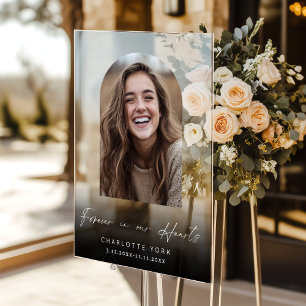 Panneau En Acrylique Pour toujours dans nos coeurs Arch Photo Funeral W