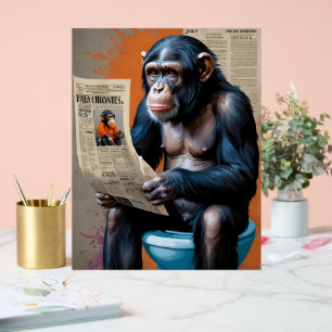 Panneau En Acrylique Pourcentage de chimpanzé couronné - Art pop amusan