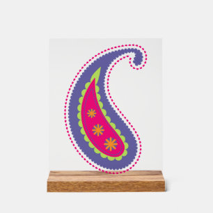 Panneau En Acrylique Pourpre et rose paisley