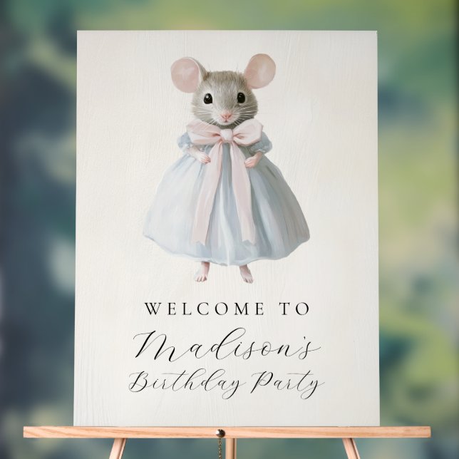 Panneau En Acrylique Premier Anniversaire Mouse Whimsical Victorian Ann (Neutre)