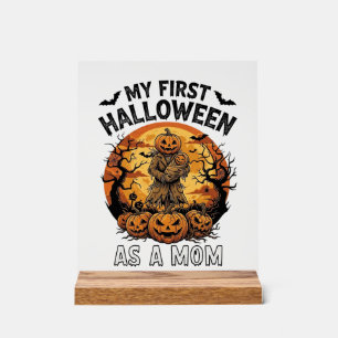 Panneau En Acrylique Premier Halloween en tant que maman citrouille épo