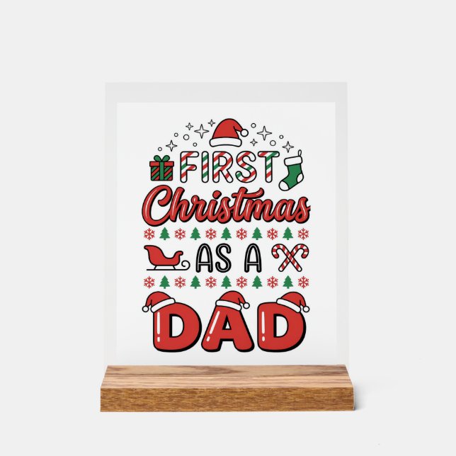 Panneau En Acrylique Premier Noël Papa Fête (Recto)