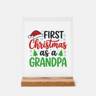 Panneau En Acrylique Premier Noël Papy Chapeau de Père Noël