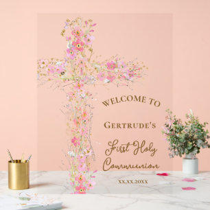 Panneau En Acrylique Première communion bienvenue signe clair
