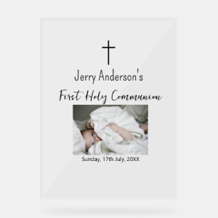 Panneau En Acrylique Première communion sacrée catholique simple QR min