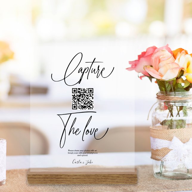 Panneau En Acrylique Premium Simple Share Mariage Photos QR Code (Créateur téléchargé)