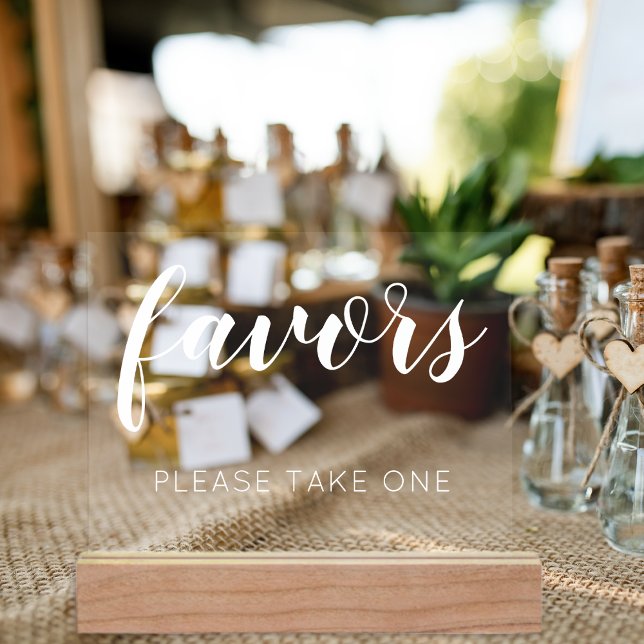 Panneau En Acrylique Prenez Une Faveur De Mariage (Please Take One Wedding Favors Acrylic Sign)