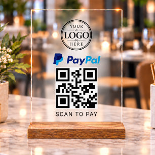 Panneau En Acrylique Présentoir de paiement Paypal Scan to Pay