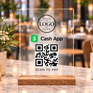 Panneau En Acrylique Présentoir de paiement sur table Cash App Scan to